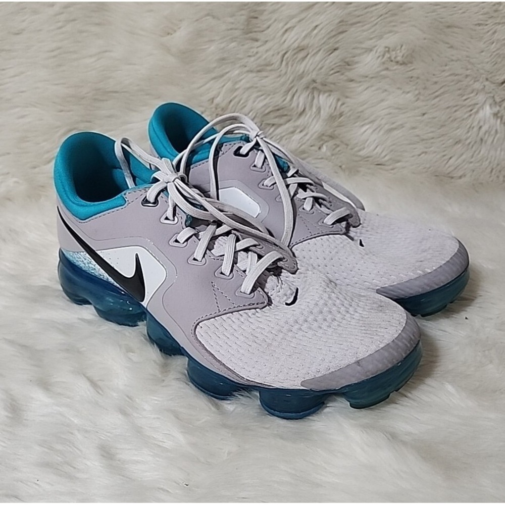 Nike Air VaporMax Women 7Y Grey Teal Blue Running Shoes 917963-011